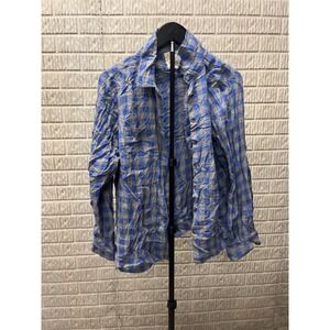 Sonoma Goods For Life Blue Gray Plaid Button Down Shirt Top Women's Plus‎ 1X